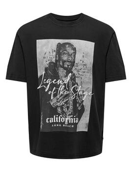 Camiseta Only & Sons 'Celebrity Rap' Snoop Dog Negro