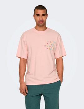 Camisetas Only & Sons 'Mani Life' Rosa