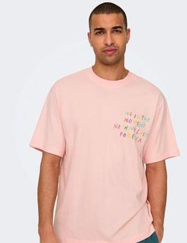 Camisetas Only & Sons 'Mani Life' Rosa