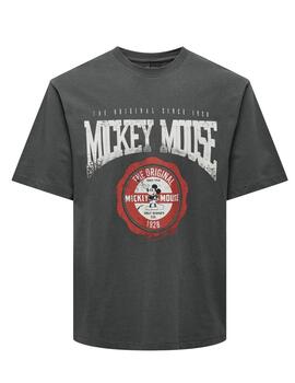 Camiseta Only & Sons 'Mickey' Gris Oscuro
