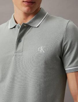 Polo Calvin Klein 'Tipping Slim' Verde