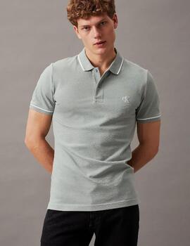 Polo Calvin Klein 'Tipping Slim' Verde