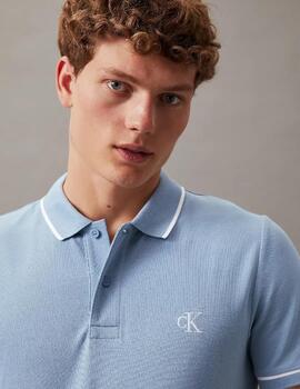 Polo Calvin Klein 'Tipping Slim' Celeste