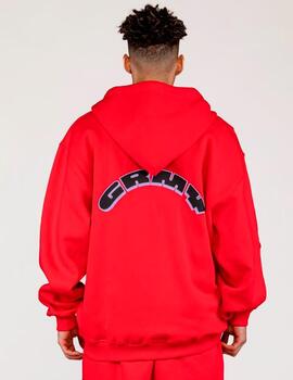 Sudadera Grimey 'Ufollow' Capucha Cremallera Rojo