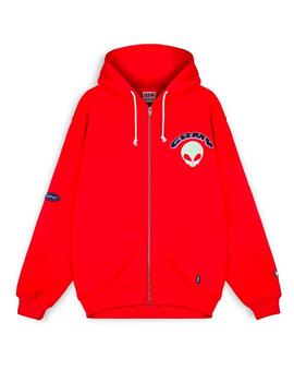 Sudadera Grimey 'Ufollow' Capucha Cremallera Rojo