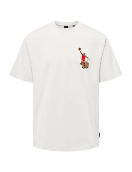 Camiseta Only & Sons 'Jordan Jumping' Blanco