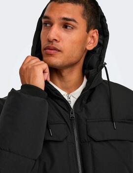 Chaqueta Only & Sons 'Elijah' Capucha Negro