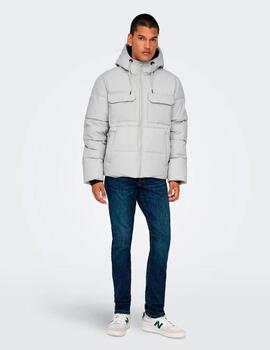 Chaqueta Only & Sons 'Elijah' Capucha Gris