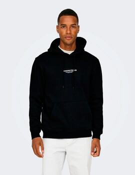 Sudadera Only & Sons 'Curated' Capucha Negro