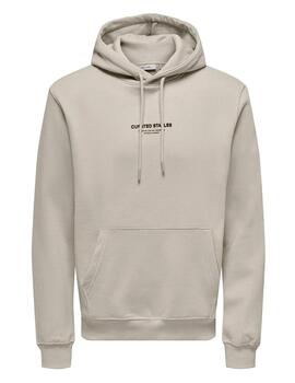 Sudadera Only & Sons 'Curated' Capucha Beige