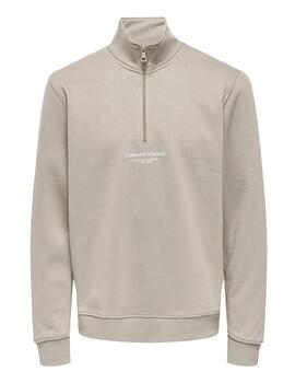 Sudadera Only & Sons 'Curated' Cremallera Beige