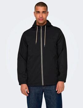 Chaqueta Cortavientos Only & Sons 'Alexander' Negro