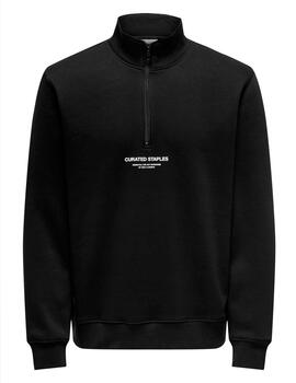 Sudadera Only & Sons 'Curated' Cremallera Negro