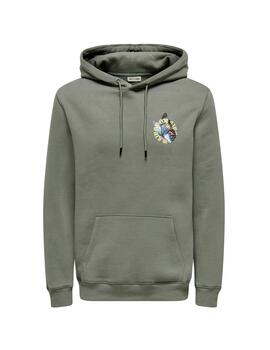 Sudadera Only & Sons 'Keane' Capucha Gris Verdoso Hombre