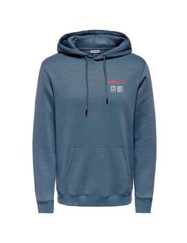 Sudadera Only & Sons 'Keane' Capucha Azul Denim