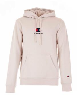 Sudadera Champion Logo Centro Capucha Beige Hombre