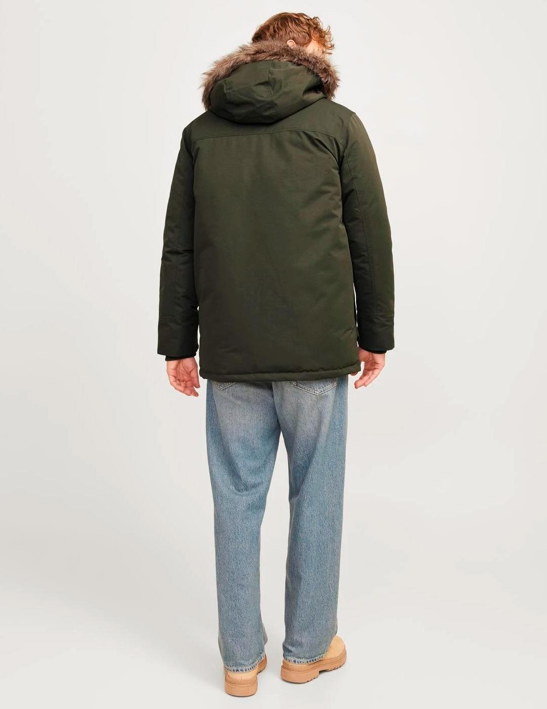 Chaqueta Jack & Jones 'Contruct Faux' Parka Verde