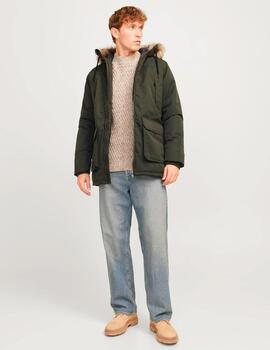 Chaqueta Jack & Jones 'Contruct Faux' Parka Verde