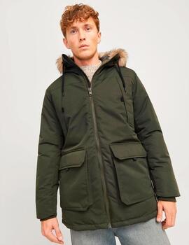 Chaqueta Jack & Jones 'Contruct Faux' Parka Verde