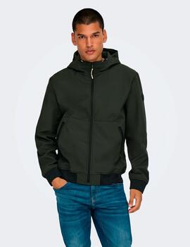 Chaqueta Only & Sons 'Bowie Shoftsell' Bomber Verde Hombre