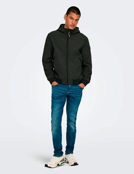 Chaqueta Only & Sons 'Bowie Shoftsell' Bomber Verde Hombre