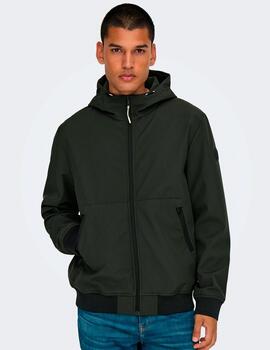 Chaqueta Only & Sons 'Bowie Shoftsell' Bomber Verde Hombre