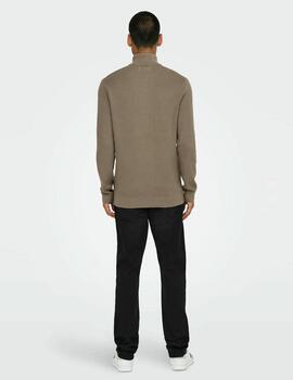 Jersey Only & Sons 'Phill' Cremallera Beige Hombre