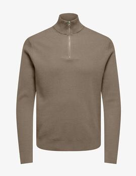 Jersey Only & Sons 'Phill' Cremallera Beige Hombre