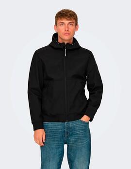 Chaqueta Only & Sons 'Bowie Shoftsell' Bomber Negro Hombre