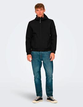 Chaqueta Only & Sons 'Bowie Shoftsell' Bomber Negro Hombre