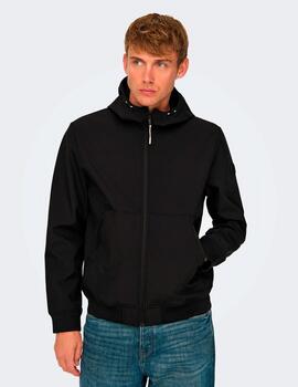 Chaqueta Only & Sons 'Bowie Shoftsell' Bomber Negro Hombre