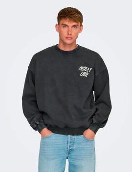 Sudadera Only & Sons 'Motley' Negro Lavado Hombre