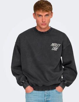 Sudadera Only & Sons 'Motley' Negro Lavado Hombre