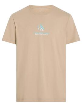 Camiseta Calvin Klein 'Shadow Logo' Beige Hombre