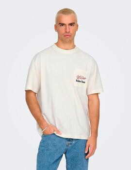 Camiseta Only & Sons 'Diego' Blanco Bolsillo Unisex