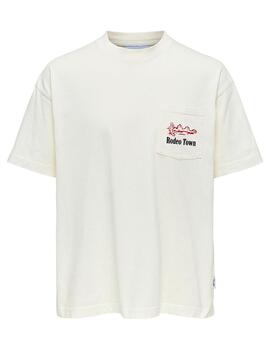 Camiseta Only & Sons 'Diego' Blanco Bolsillo Unisex