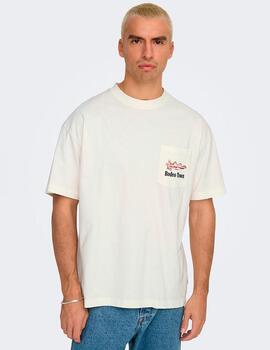 Camiseta Only & Sons 'Diego' Blanco Bolsillo Unisex