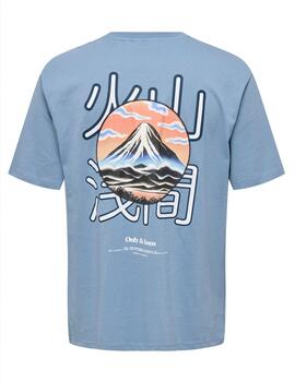 Camiseta Only & Sons 'Mountain Logo' Azul Hombre