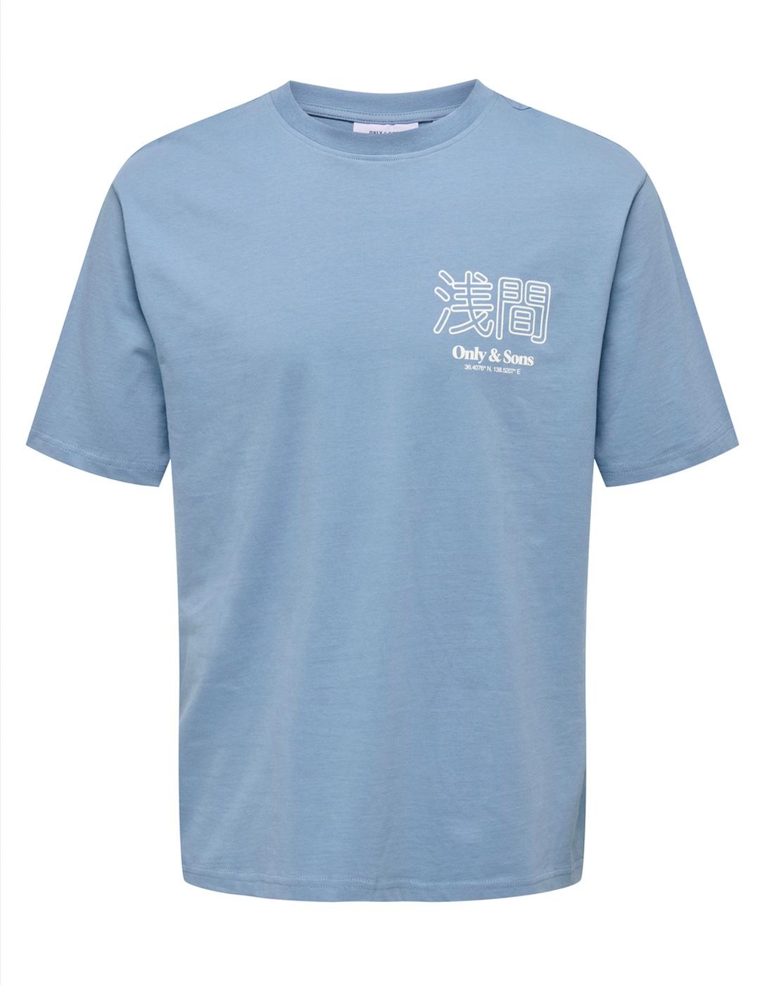 Camiseta Only & Sons 'Mountain Logo' Azul Hombre