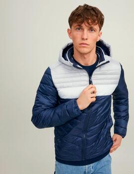 Chaqueta Jack & Jones 'Hero Puffer' Capucha Marino Gris