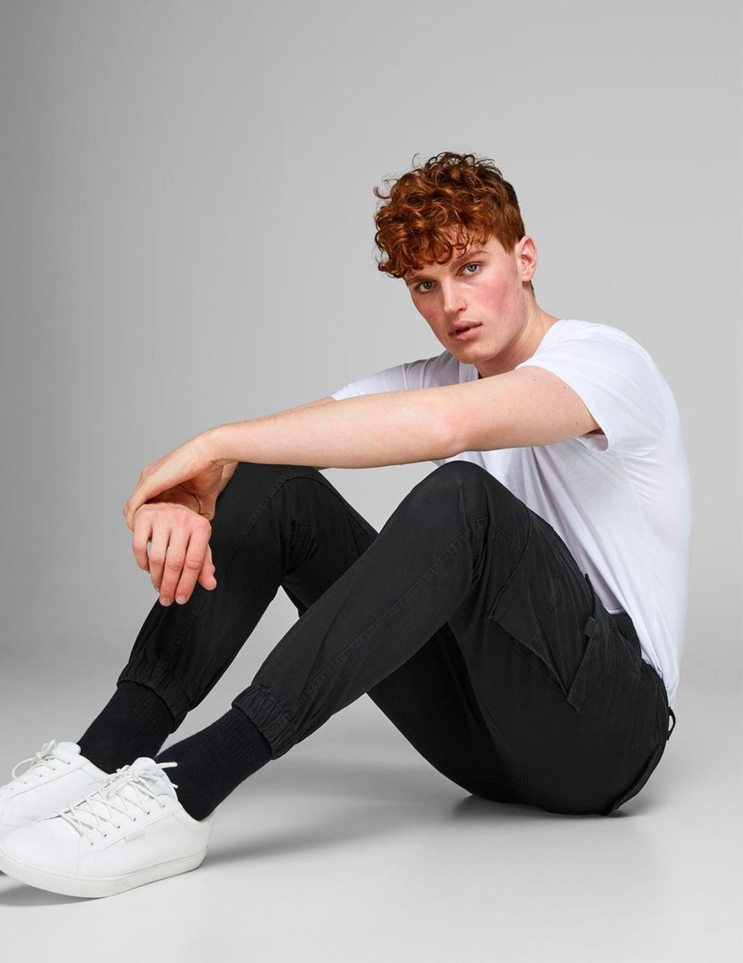 Pantalón Jack & Jones 'Paul Flake 542' Cargo Negro