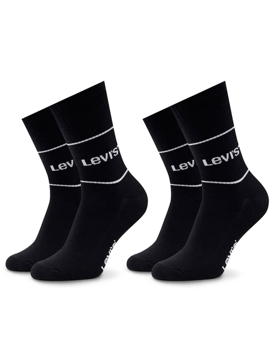 Levi’s – Pack de 2 pares de calcetines negros con logo