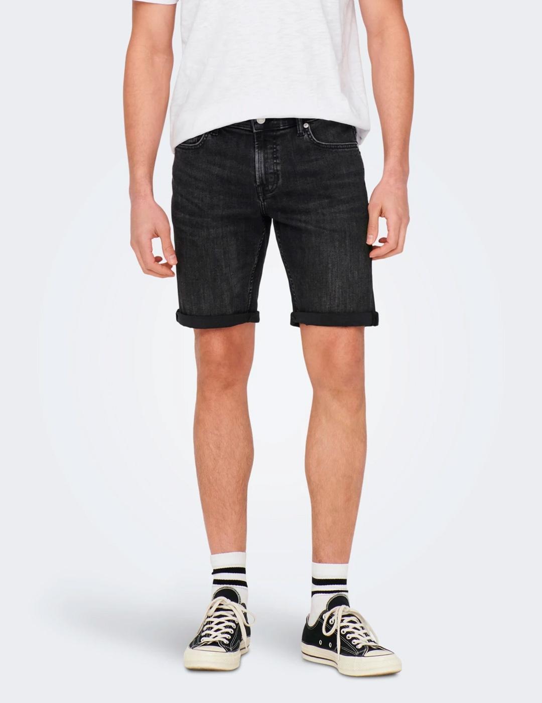 Bermuda Only & Sons Corte Regular Negro