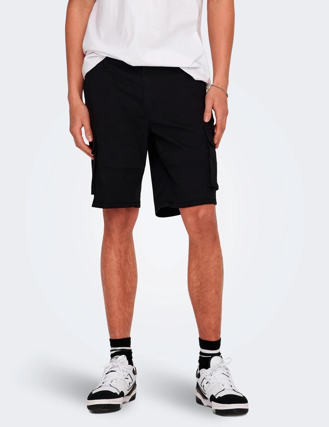 Bermuda Only & Sons STAGE Cargo negro para hombre