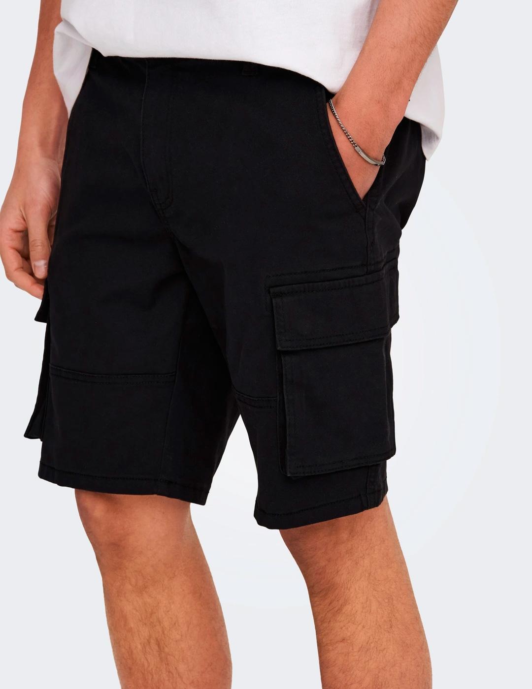 Bermuda Only & Sons STAGE Cargo negro para hombre