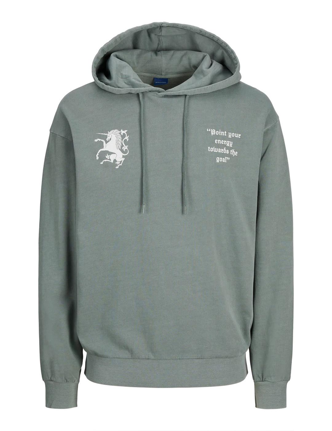 Sudadera Jack & Jones 'Charge' Capucha Verde Grisaceo