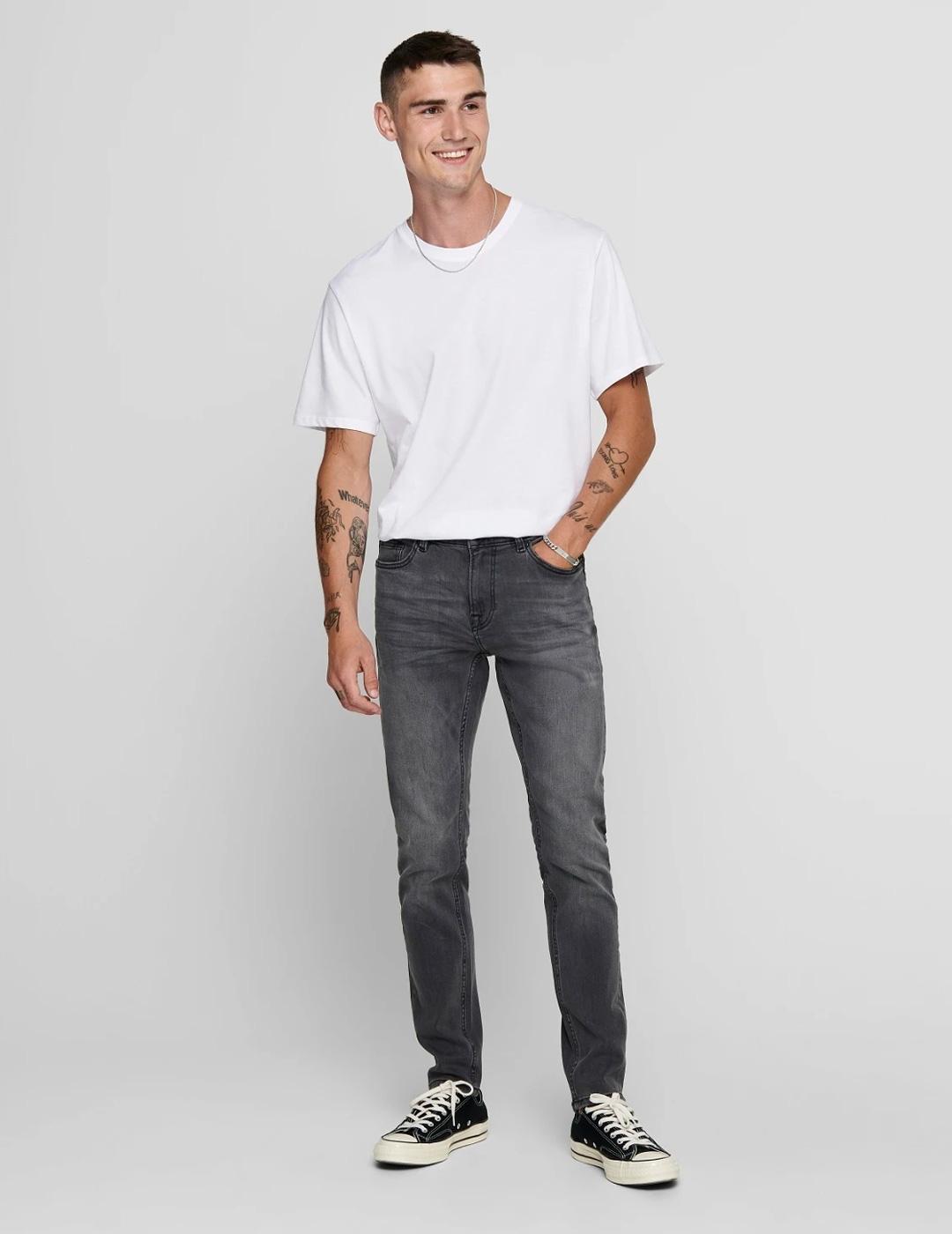 Vaquero Only & Sons 'Warp Skinny' Gris Hombre