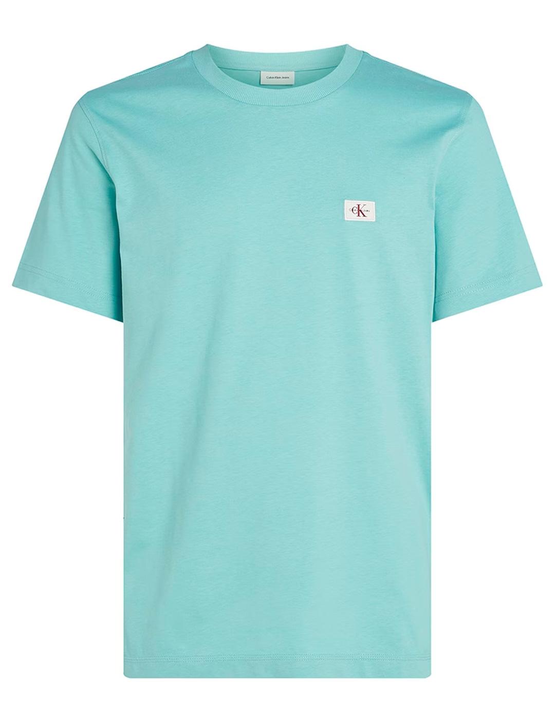 Camiseta Calvin Klein 'Woven Label' Azul Verdoso Hombre