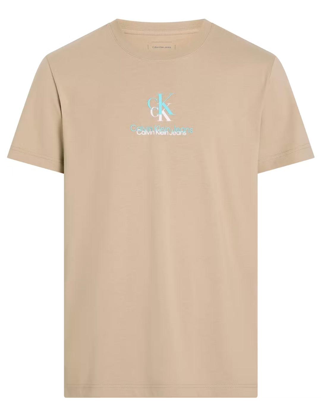 Camiseta Calvin Klein 'Shadow Logo' Beige Hombre