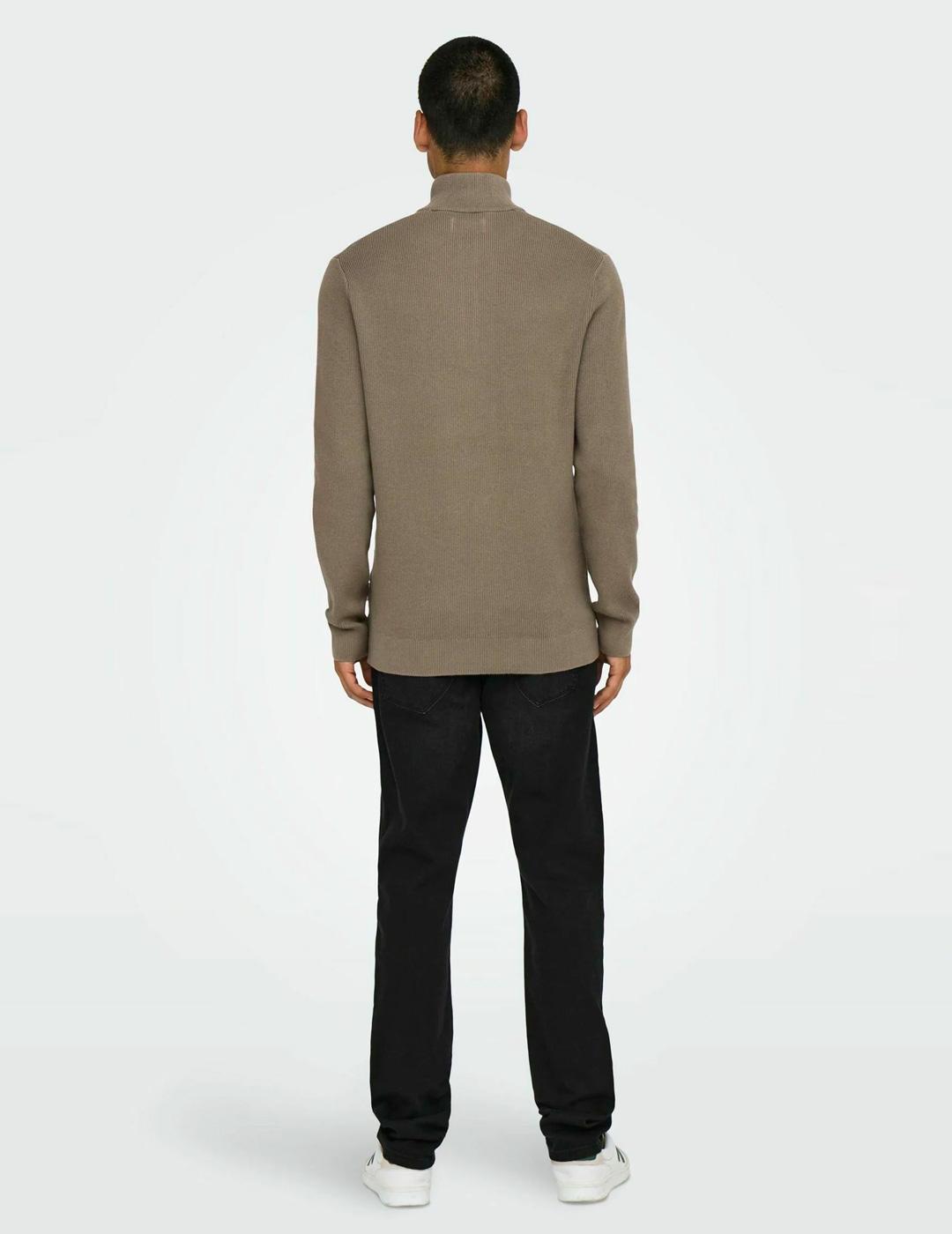 Jersey Only & Sons 'Phill' Cremallera Beige Hombre